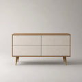 Credenza in MDF con 4 cassetti, effetto rovere e travertino, marrone e beige, 120 x 40 x 75 cm