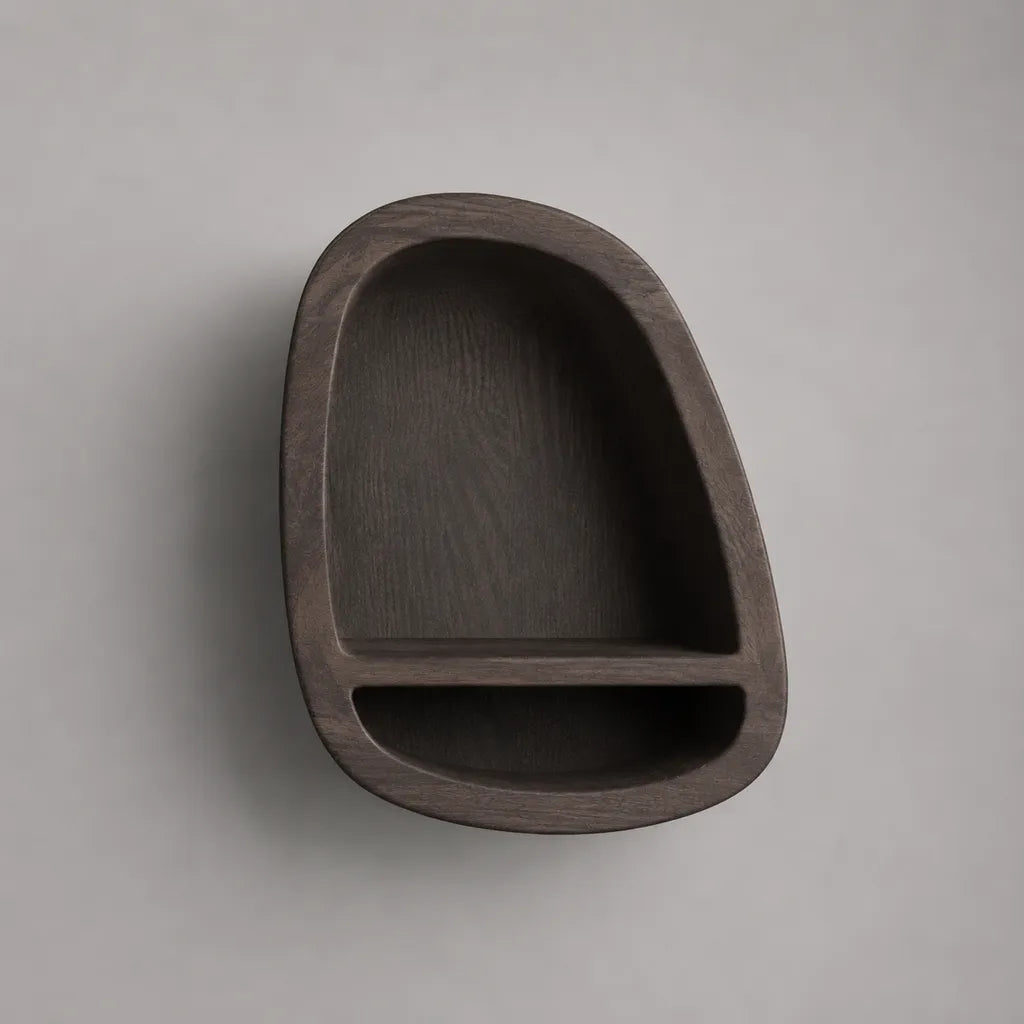 Mensola da parete in legno massello di mango a 2 scomparti, marrone scuro, 32 × 10 × 40 cm