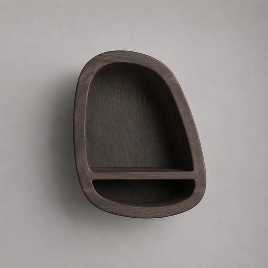 Mensola da parete in legno massello di mango a 2 scomparti, marrone scuro, 32 × 10 × 40 cm