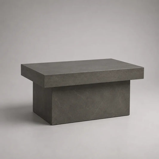 Tavolino da salotto rettangolare in MDF effetto pietra grigio antracite, 80 × 50 × 45 cm
