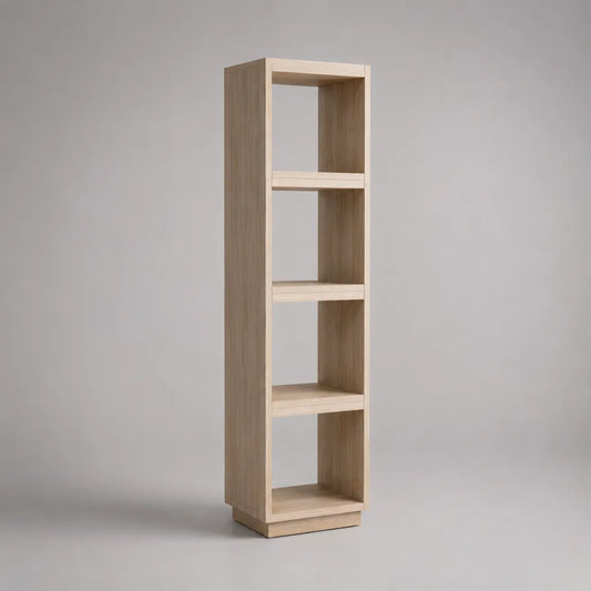 Libreria stretta a colonna in MDF rivestito in melamina, 4 vani, rovere chiaro, 30 × 30 × 120 cm