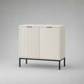 Credenza rettangolare a 2 ante in MDF e acciaio, avorio e nero, 80 × 40 × 80 cm